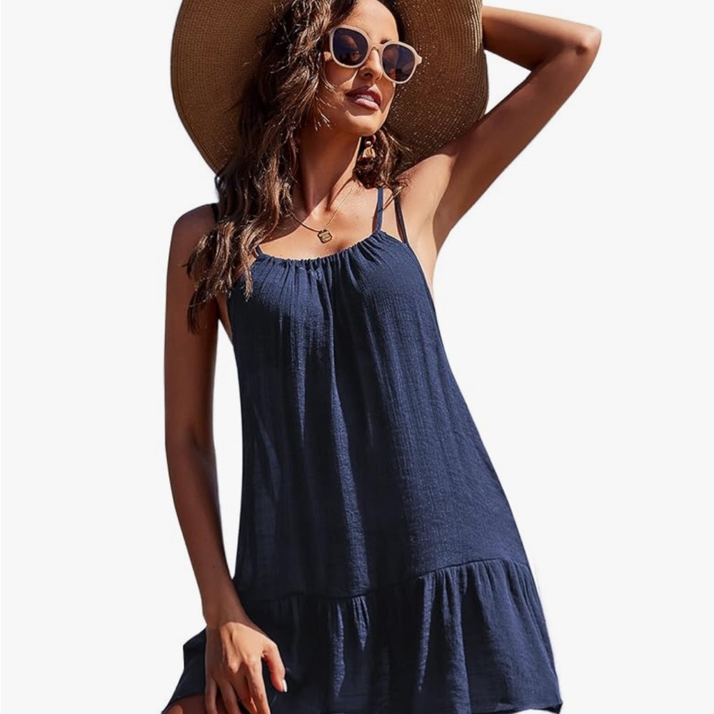 AOLRO Navy Swimsuit Cover Up Size Small Like New